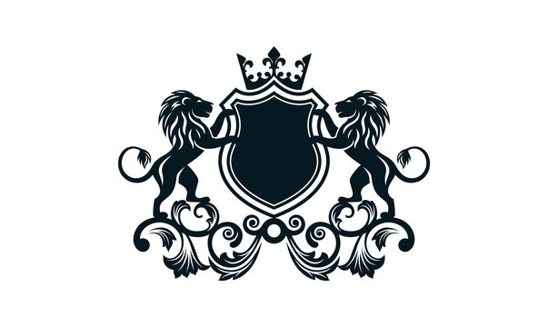 Luxury lion crest logo - royal lion vector template