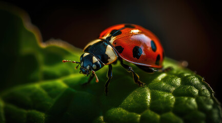 Ladybugs' Vibrant Red Elytra Catching Sunlight in Image.