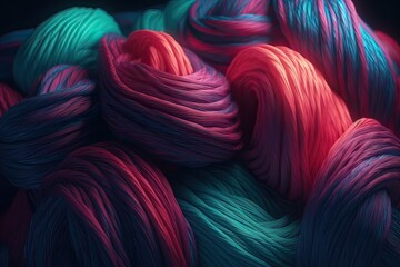 close up of colorful yarn. Created with Generative AI technology