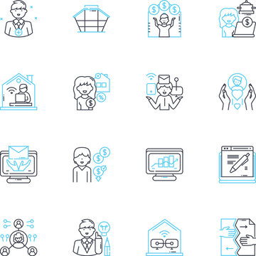 Advancement Process linear icons set. Development, Progress, Improvement, Advancement, Growth, Evolution, Refinement line vector and concept signs. Expansion,Innovation,Upgrading outline Generative AI