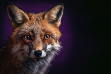  Majestic Red Fox portrait on the purple background