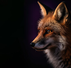 Fototapeta premium Majestic Red Fox portrait on the purple background