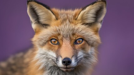 Fototapeta premium Majestic Red Fox portrait on the purple background