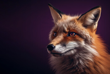 Fototapeta premium Majestic Red Fox portrait on the purple background