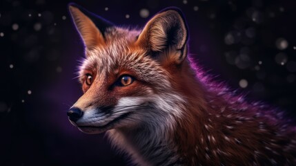 Obraz premium Majestic Red Fox portrait on the purple background