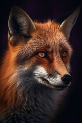 Obraz premium Majestic Red Fox portrait on the purple background