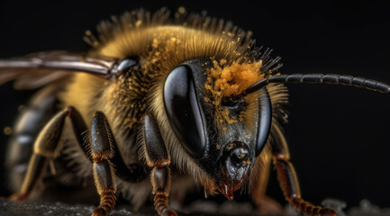 Close-up Image of Fuzzy Bumblebee in Yellow.