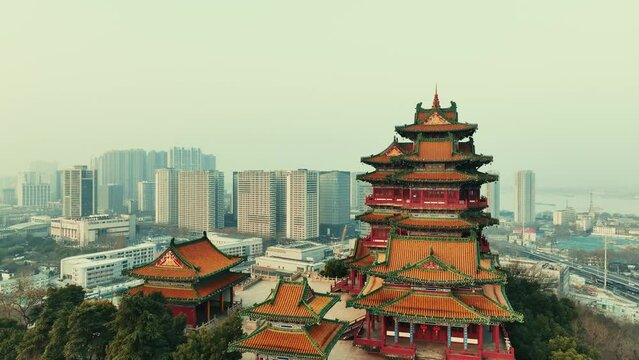 Urban buildings aerial view of Nanjing