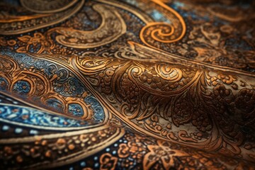 Background featuring paisley border design from India. Generative AI