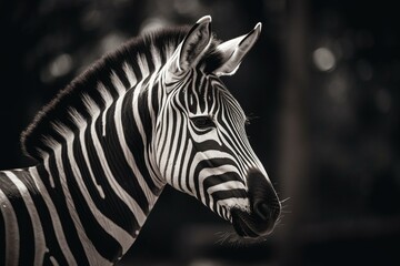 Fototapeta na wymiar A black and white striped animal with four legs and a long neck. Generative AI