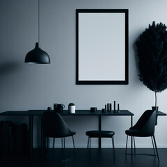 Grey modern room with mockup frame