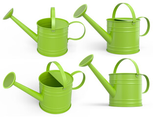 Set of garden tools and supplies for gardener and flower pots in garden
