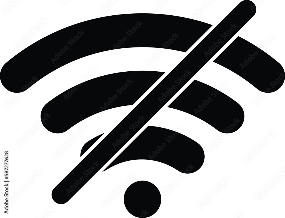Poster no connection icon icon . no wifi icon . wifi network is not available icon . no internet signal sym