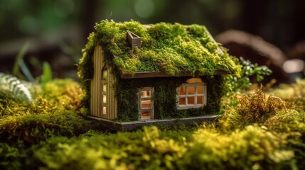 Fototapeta na wymiar house in green enviroment. Image Generative AI. 