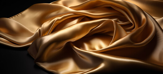 Golden silk fabric background.  Image Generative AI.