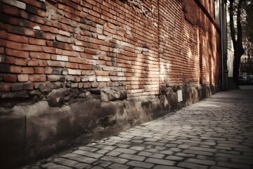Old brick wall in urban streets create with ia