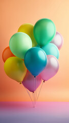 colorful balloons on pastel background, Generative AI