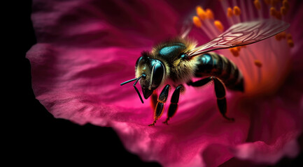 Stunning Close-Up of Bee in Flight Image.