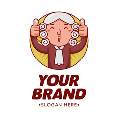 Judge Cartoon Character Logo Vector Template