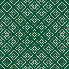 Vector geometric seamless pattern. Winter Christmas theme abstract graphic background. Simple folk style texture. Ethnic style ornament. Green color. Repeat vintage geo design for decor, print, cover