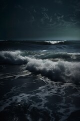Fototapeta premium illustration, the moonlight is reflected in the wave of the sea, generative ai.