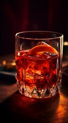 Boulevardier with Orange Twist. Generative AI.