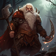 grim dark fantasy dwarf warrior - by generative ai