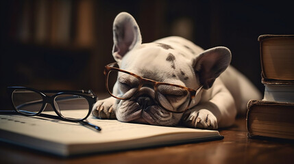 Dog Sleeping after Studying, Generative Ai