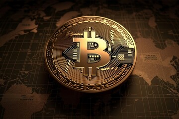 Fototapeta na wymiar A New Era: Bitcoin in the Style of Dark Gold and Light Beige, a Symbol of Digital Power. Generative AI