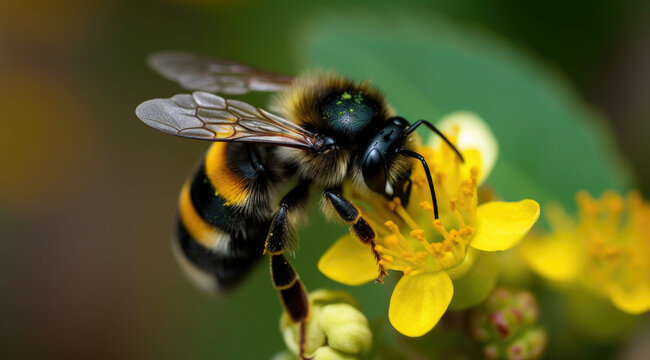 Vivid green and yellow stripes of a bumblebee's furry body PNG file.