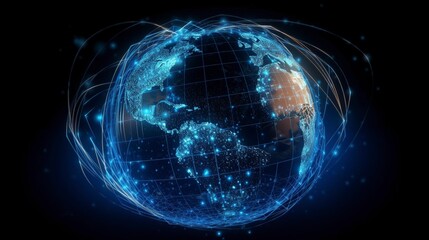 Obraz premium illustration, technological earth, globalization, transmission ai, generative ai.
