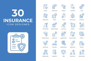 insurance icons collection. security icons, insurance, health insurance, icons set.