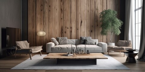 modern living room in modern interior Generative AI