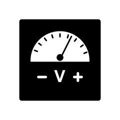Voltmeter icon isolated on white background. Voltmeter illustration in a flat style. Black pictogram