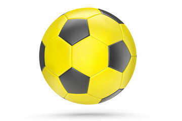 Yellow soccer or football ball isolated on white background