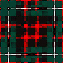 MacDiarmid modern tartan plaid. Scottish pattern fabric swatch close-up.