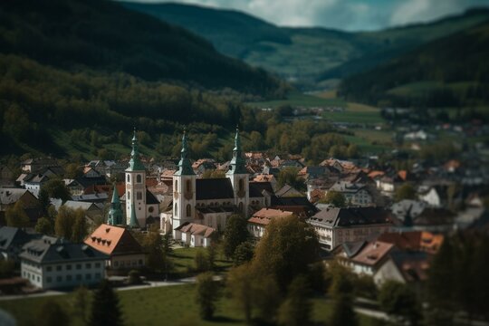 Munderfing town in Upper Austria. Generative AI