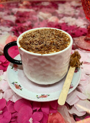 Creamy gourmet coffee with special chocolates and other spices