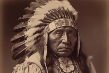 Portrait of Native American Indian Apache Man. Generative AI
