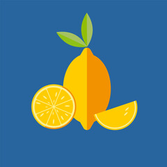 Lemon set on a blue backgraund