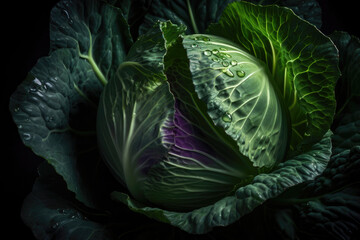 Fototapeta premium Harvest of the cabbage. Generative AI