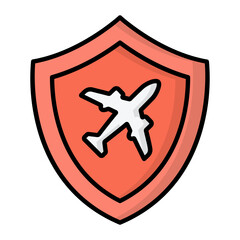 Obraz premium Airplane Insurance Line Color Icon