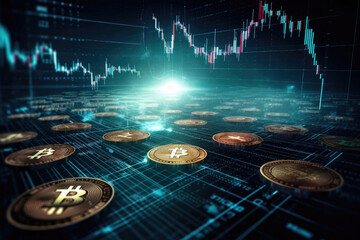 Stockmarket online trading chart candlestick on crypto currency platform. Generative AI