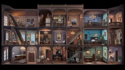 Haunted mansion with hidden rooms, ghostly apparitions, and supernatural puzzles to solve