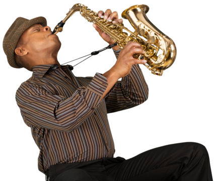 Jazz Man in hat wirh Saxophone