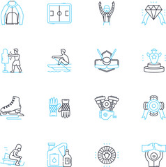 Conqueror linear icons set. Victory, Dominion, Triumph, Conquest, Power, Superiority, Reign line vector and concept signs. Leadership,Control,Ambition outline illustrations