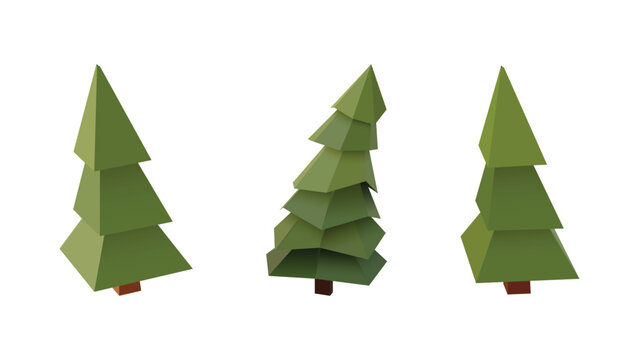 Tree. 3D tree low poly isometric vector illustration. The set of objects isolated against the white background