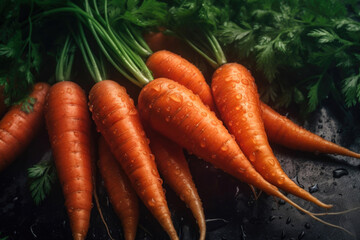 Ripe fresh carrots as background. Generative AI