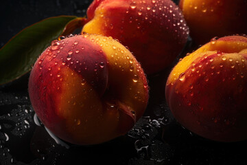 Fototapeta na wymiar Yellow Summer Peaches. Generative AI