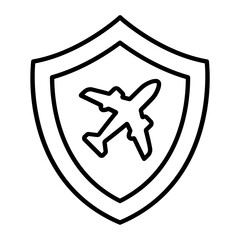 Airplane Insurance Thin Line Icon